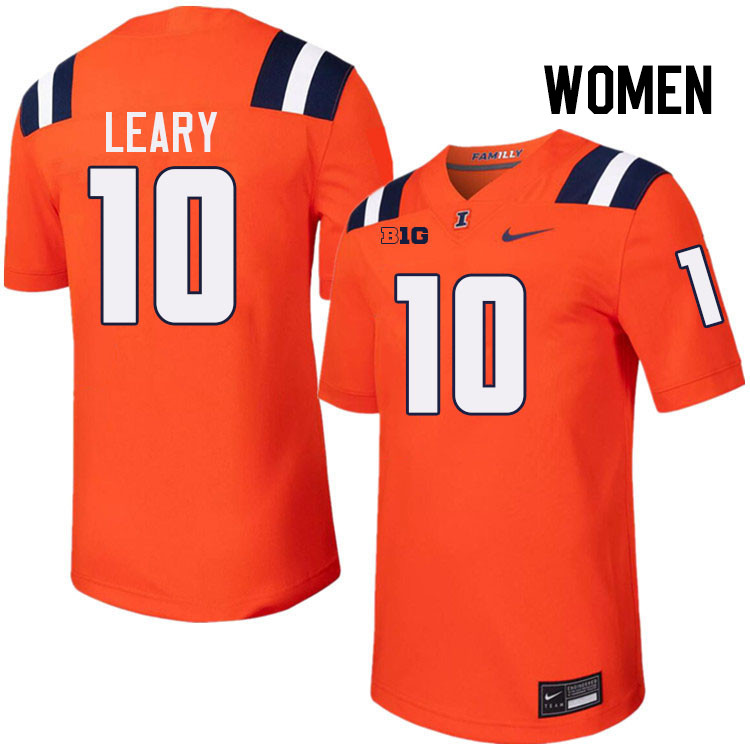 Women #10 Donovan Leary Illinois Fighting Illini College Football Jerseys Stitched-Orange